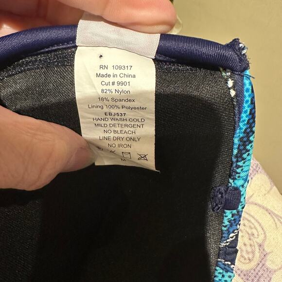 Ron Jon Surf Shop Size Medium Strapless Bikini Top Black Multicolor Striped - Picture 3 of 6